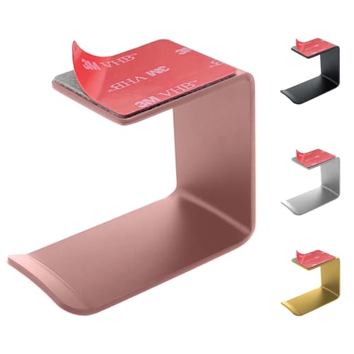Aluminum Under-Desk Headphone Hanger with Strong Adhesive (1 Pack, Pink) - color: Pink