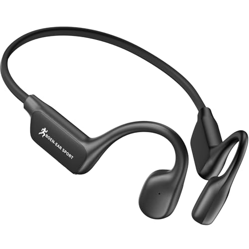 Bone Conduction Headphones with Mic, Open Ear Headphones, Black - color: Black