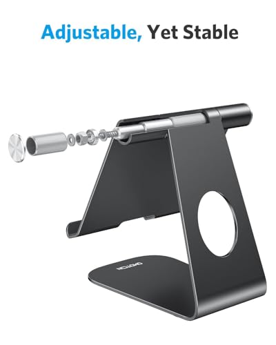 OMOTON T1 Adjustable Tablet Stand for Desk, Aluminum Holder for iPad Black - color: Black