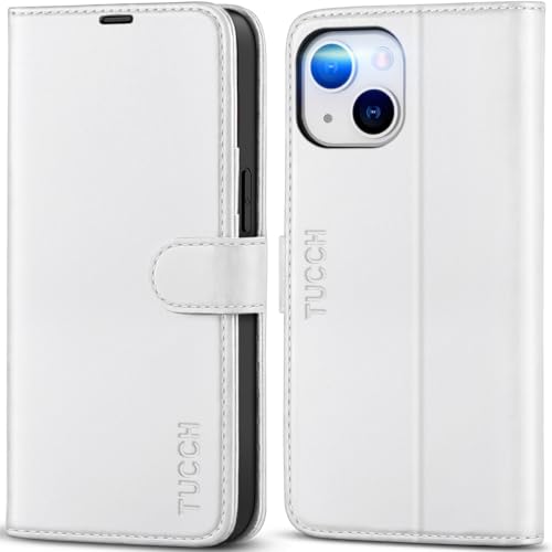 TUCCH Case Wallet for iPhone 13 (6.1") 2021, RFID Blocking Folio, White - color: White