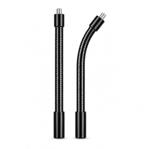 Gooseneck, 2 Pcs 1/4"-20 Female to Male Thread Metal Universal Hose Flexible Arm Gooseneck Tube Extension Holder for Action Camera, Phone, Microphone, Black (6inch) - size: 6inch