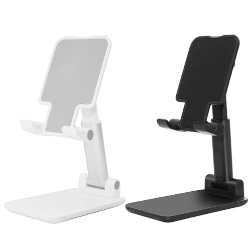 2 Pack Phone Stand for Desk, Angle & Height Adjustable Phone Holder - color: D-Black & White