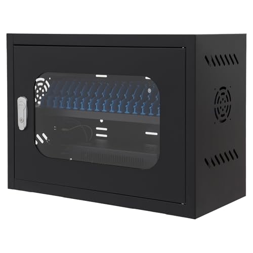 20-Device Charging Station, Charging Cabinet for Cellphones, Rechargeable Cellphone Locker Storage Charging Station, Locking and Charging Phone Storage Box with Cable Management - color: Black-20 Slots