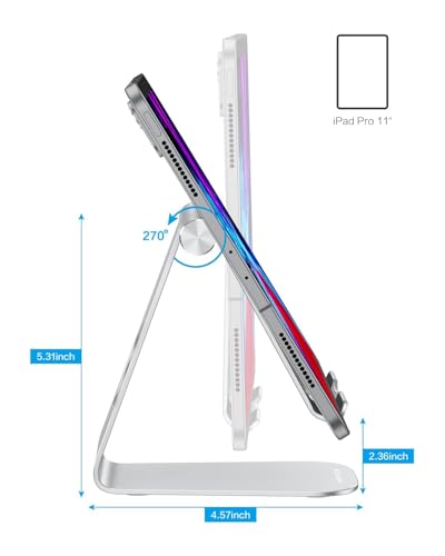 OMOTON T1 Adjustable Tablet Stand for Desk and VC09 Magsafe 5 Cards Holder Leather Wallet for Phone