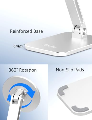 Aoviho Magnetic Phone Stand for Desk with 360 Rotating Head, Silver - color: Silver