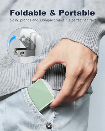 USB C Wall Charger, Super Thin Flat USB Wall Plug with 4 Ports, Fast Charging USB Plug Adapter with PD20W for Home and Travel (Green) - color: Green
