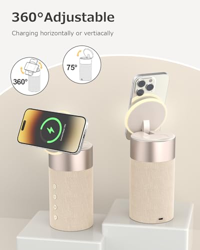 Bluetooth Speaker, Night Light, 15W Magnetic Fast Charging for Apple - color: Yellow