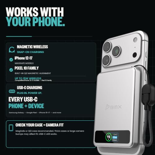 BMX 5K Semi-Solid Power Bank, 5000mAh Qi2 (Silver) - color: Silver