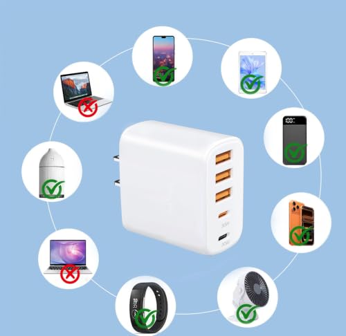 2-Pack 60W 5-Port（3A+2C Multi-Port Charging Station with Wall Plug.