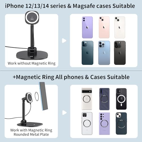 VRIG Magnetic Wireless Charger Phone Stand 360°Rotation Desk Phone Holder - color: Wireless charging