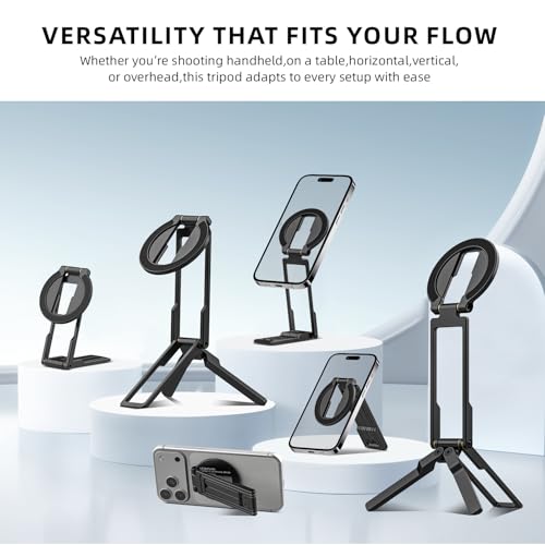 Ultra-Thin Magnetic Phone Tripod for iPhone 18 17 16 15 14 13 12, Black - color: Black