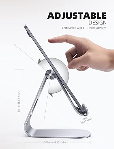 Lamicall iPad Stand Adjustable Tablet Holder, Sturdy Aluminum, Multi-Angle - color: 1-Silver