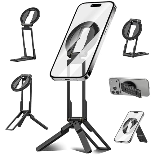 Ultra-Thin Magnetic Phone Tripod for iPhone 18 17 16 15 14 13 12, Black - color: Black
