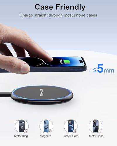 NANAMI Fast Wireless Charger, 7.5W Charging Pad with 20W PD3.0 Adapter USB Charger for iPhone 18 Pro/18 Pro Max/17/17 Air/17 Pro/17 Pro Max/16/15/14/13/12/Airpods 2, 10W for Samsung S26 S25 S24 S23