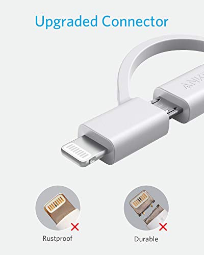 Anker Powerline II 3-in-1 Lightning, USB C, Micro USB Cable (3 ft, White) - color: White