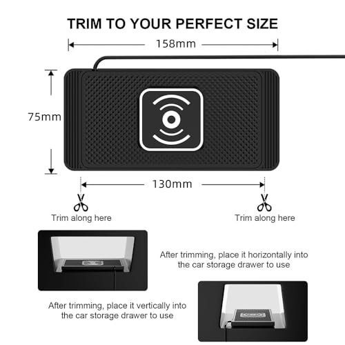 Wireless Car Charger Pad for Honda Pilot 4th Gen 2023 2024 2025 2026 15W Wireless Charging Mat Non-Slip Silicone Phone Charger DIY Trim-to-Fit Accessories,USB - color: USB