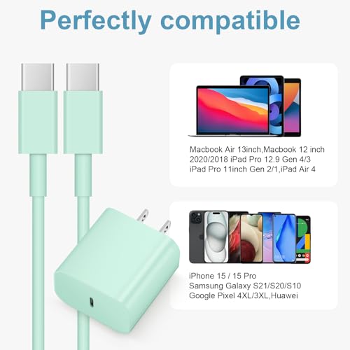 iPhone 18 17 16 15 Charger Fast Charging USB C Charger Block - color: Green, size: 10FT