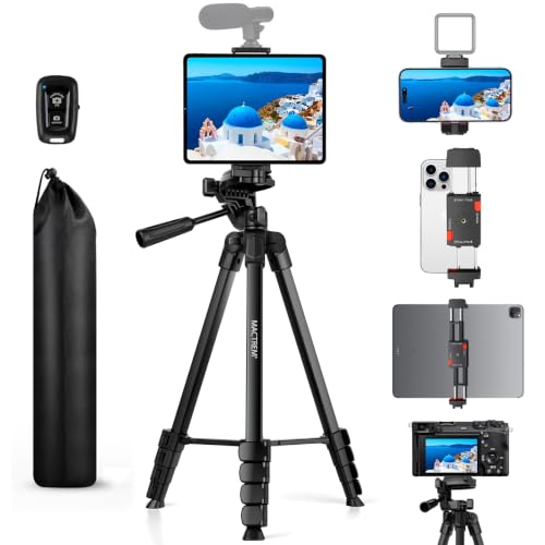 MACTREM 67" iPad Tripod Stand for Tablet Phone Camera with Remote Mount - color: Black