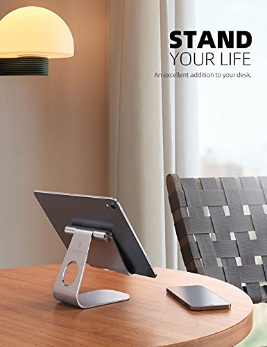 Lamicall iPad Stand Adjustable Tablet Holder, Sturdy Aluminum, Multi-Angle - color: 1-Silver
