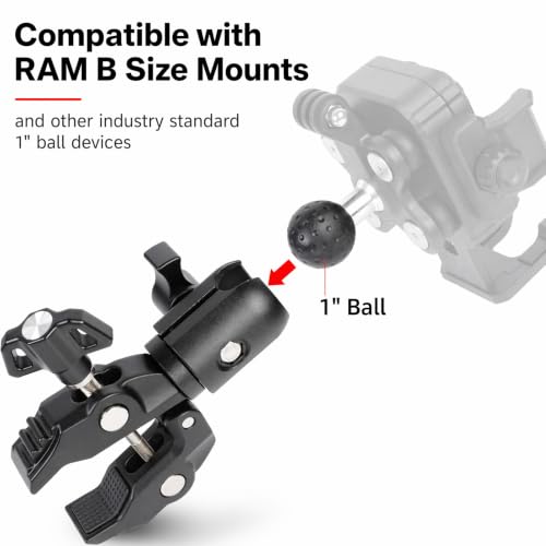 All-Metal Handlebar Clamp Base Mount with Adjustable Single Socket Arm, Fits 0.5-1.77" Round Rails, Compatible with RAM Mounts, 1" Ball Motorcycle Bike Phone Holder - style: Clamp with Single Socket Arm