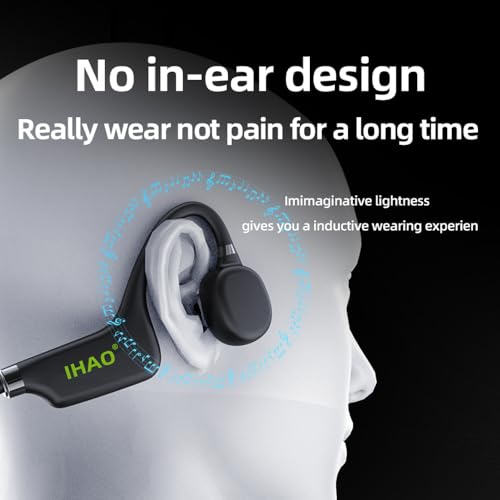 IHAO True Bone Conduction Headphones Open Ear Headset Able to be a MP3 Player with Micro Disk Stereo Bluetooth Earphone for Driving Bicycling Running Skiing - color: X9 Bone Conduction Black