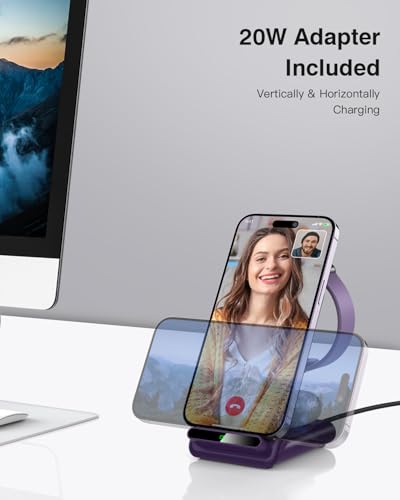 Wireless Charging Station,3 in 1 Charging Stand for Apple Multiple Devices - color: Purple