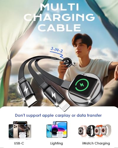 Retractable Multi Charging Cable, 3 in 2 Cable for Apple Watch Charger - style: 1