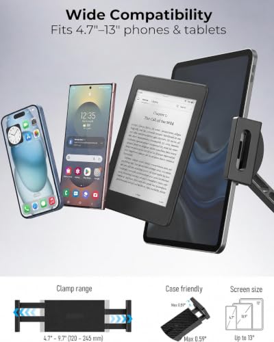 iPad Wall Mount Holder, Heavy Duty Aluminum Tablet Wall Mount, Full Motion - color: Black, size: 4.7"-13" - 2 arm mount