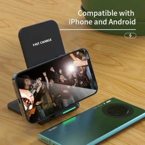 Dual Coil Wireless Charger Phone Charge for iPhone 17 16 15 14 13 12 Pro Max 15 14 13 12 Folding Fast Charging for Samsung Xiaomi 17 Pro Ma4x (Black with Cable) - color: Black with Cable