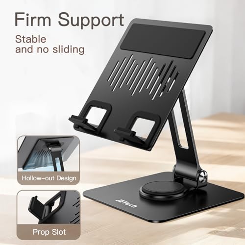 JETech Swivel Tablet Stand for 4-13" Tablets and Phones, Black - color: Black