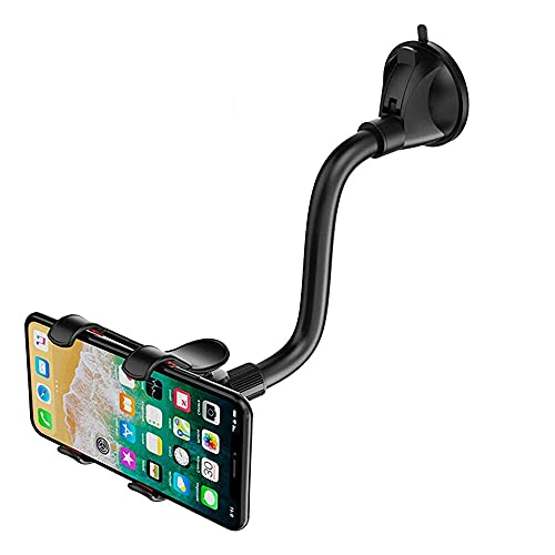 360° Car Windshield Mount Cradle Holder Stand for iPhone Mobile Cell Phone GPS Universal Long Shockproof Arm Dash Mount with Strong Suction Cup