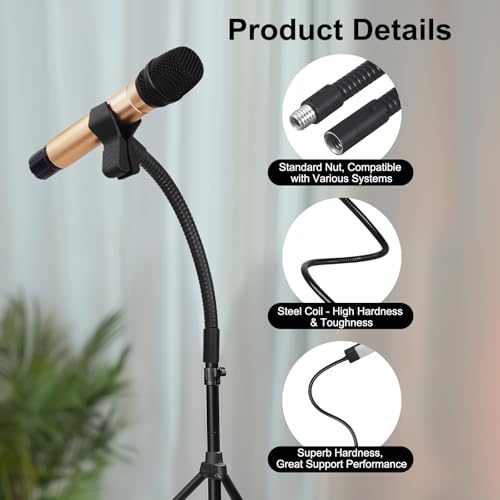 6-Inch Flexible Gooseneck Tubing, 3/8"-16 Male to Male Thread Universal Arm Gooseneck Extension Holder for Microphone, Tripod Phone, Camera, LED Video Lights - color: 1 Pack, size: 6 Inch
