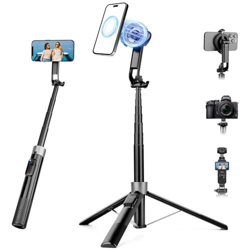 70" Magnetic Phone Tripod, Selfie Stick Tripod for iPhone MagSafe & Camera - color: Black
