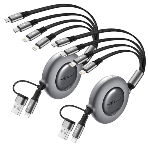 4 in 2 Multi Charging Cable 4A,Retractable USBA/C Universal Charger Cords