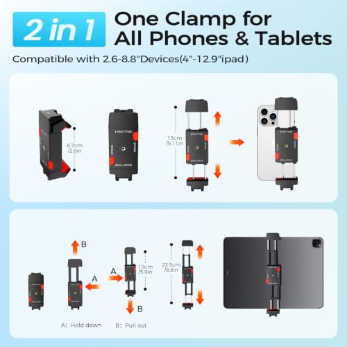 MACTREM 67" iPad Tripod Stand for Tablet Phone Camera with Remote Mount - color: Black