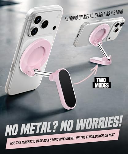 GolbinBox Magnetic Phone Holder for Gym,Adjustable Tripod Mount Ring Pink - color: Pink