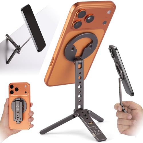 Magnetic Tripod for iPhone, Magsafe Mount with Hook, Cold Shoe & 1/4" Screw
