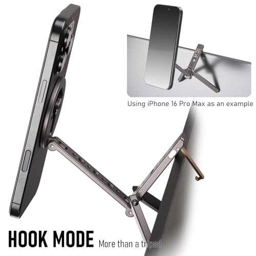 Magnetic Tripod for iPhone, Magsafe Mount with Hook, Cold Shoe & 1/4" Screw