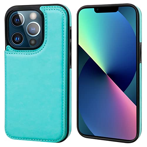 ONETOP for iPhone 13 Pro Wallet Case with Card Holder,LightBlue - color: Light Blue