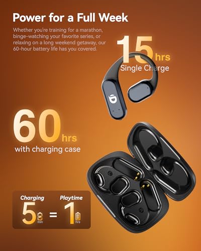 Gen 2 Bone Conduction, 60H IP68 Open Ear Headphones - color: Obsidian