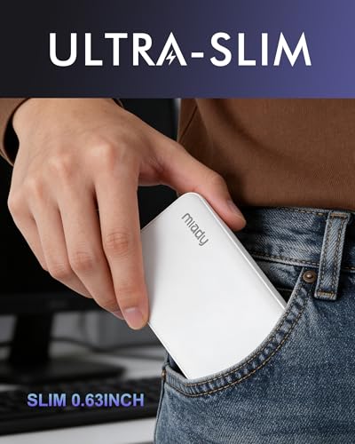 Miady 2-Pack Portable Charger, Slim 10000mAh Power Bank Travel Battery Pack - color: White+White