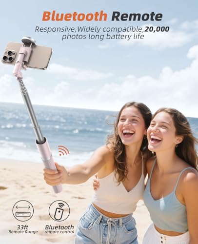 Tripod for iPhone, Selfie Stick with Remote, Stable & Durable Phone Tripod - color: Pink