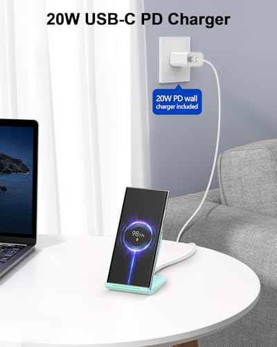 NANAMI Fast Wireless Charger, Nightstand Charging Stand with 20W PD Adapter - color: White-01