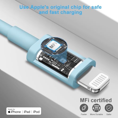 Extra Long 10FT iPhone 14 13 12 Charger Fast Charging 2-Pack 20W Super Fast Charger with Long Fast Charging Cable for iPhone 14/13/12/11 Pro Max,14 Plus,Mini,Pro/XS/SE/XR/iPad - Blue - color: Blue