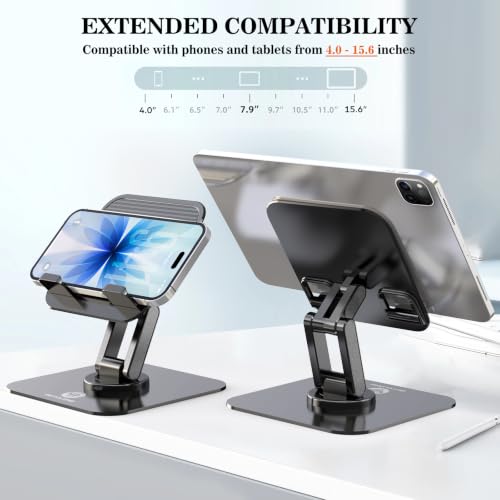 OCYCLONE iPad Stand, 360° Rotating iPad Tablet Stand Holder for Desk, Black - color: Black