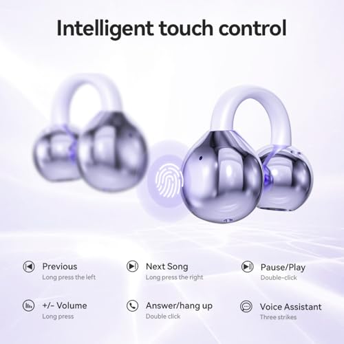 Piluyaa Clip-on Earbuds,Open Ear Earbuds Wireless Bluetooth 5.4, Lightweight Open Ear Headphones with C-Shaped Bridge,Slim Hook,60H Battery,Waterproof,for Glasses Wearers and Workouts (Black) - color: BLACK