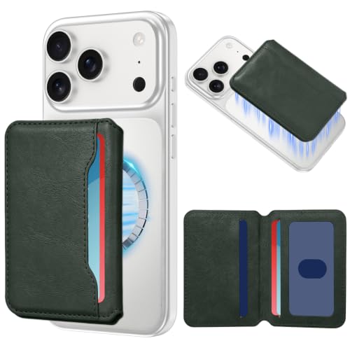 Hekodonk of Magsafe Wallet with Stand,RFID Blocking 5‑Card Holder,PU Leather Magnet,Fits Magsafe Phones&Cases for iPhone Duo&iPhone 18 Pro Max/Pro/17 Series,Pixel 11,Galaxy S26 Series,Z Fold 8,Green - color: Green