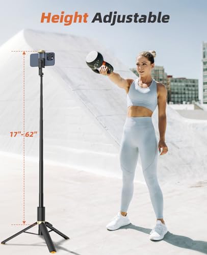 Tripod for iPhone, Selfie Stick with Remote, Stable & Durable Phone Tripod - color: Black
