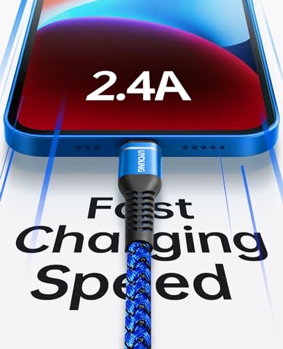 USB A to Lightning Cable [MFi Certified] iPhone Charger Cable 3FT, 3Pack - color: Blue, size: 3FT, style: USB A to Lightning