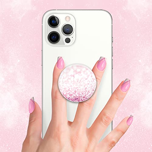 Cell Phone Stand Foldable Expanding Phone Sockets Finger Grip Holder for Smartphone and Tablets - Glitter Pink - color: Pink